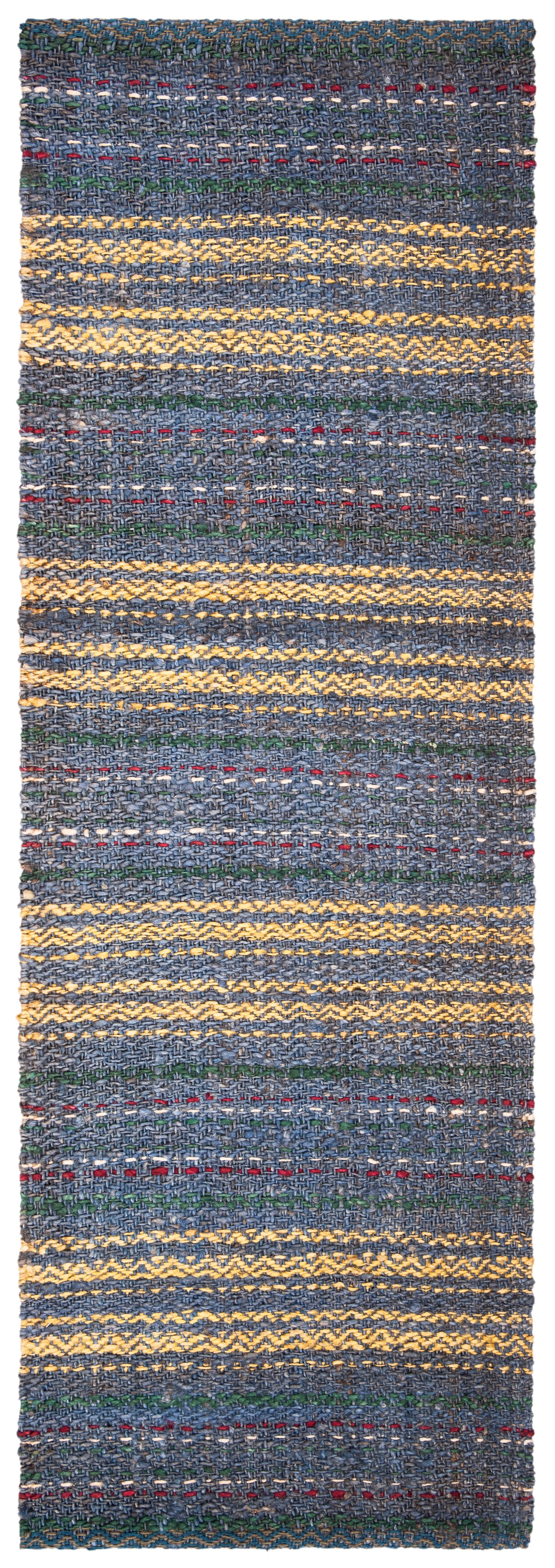 SAFAVIEH Natural Fiber Ombre Striped Jute Runner Rug, Blue/Gold, 2'6" x 8'