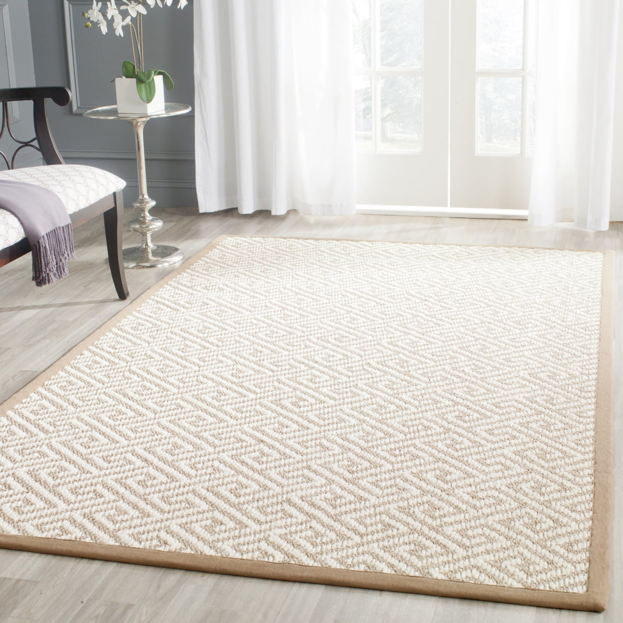 Ivory Flat Woven Handmade Wool Area Rug, 3' x 5'