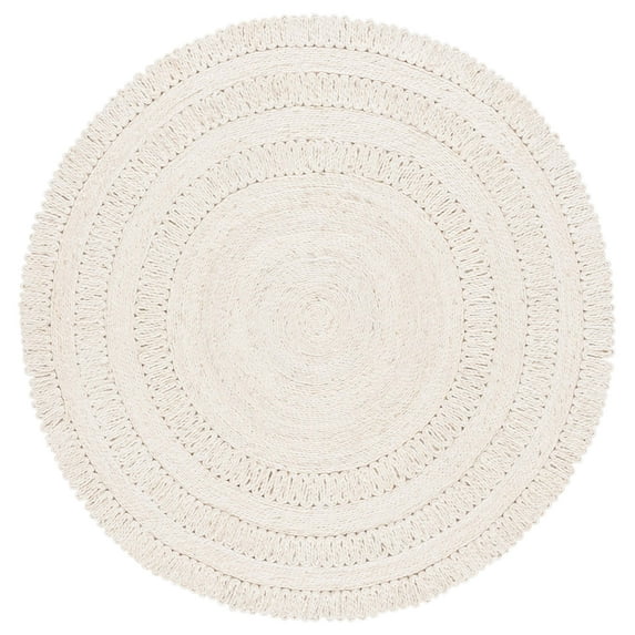 SAFAVIEH Natural Fiber Paolo Solid Area Rug, Ivory, 3' x 3' Round