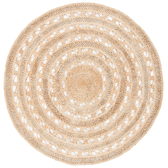 SAFAVIEH Natural Fiber Penelope Geometric Area Rug, Natural, 8' x 8' Round