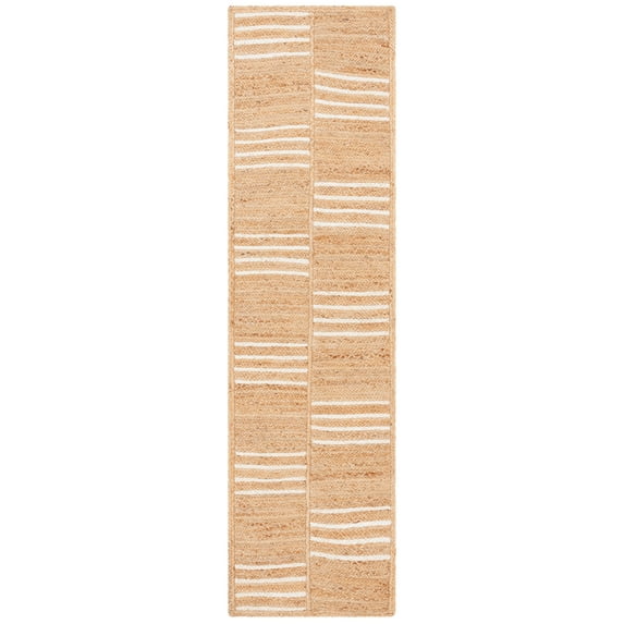 SAFAVIEH Natural Fiber Permelia Geometric Runner Rug, Natural/Ivory, 2'3" x 9'