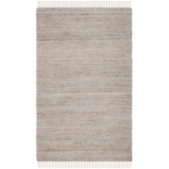 SAFAVIEH Natural Fiber Peronel Abstract Area Rug, Natural/Teal, 5' x 8'
