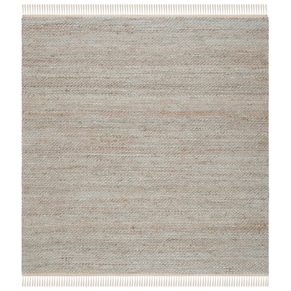 SAFAVIEH Natural Fiber Peronel Abstract Area Rug, Natural/Teal, 6' x 6' Square