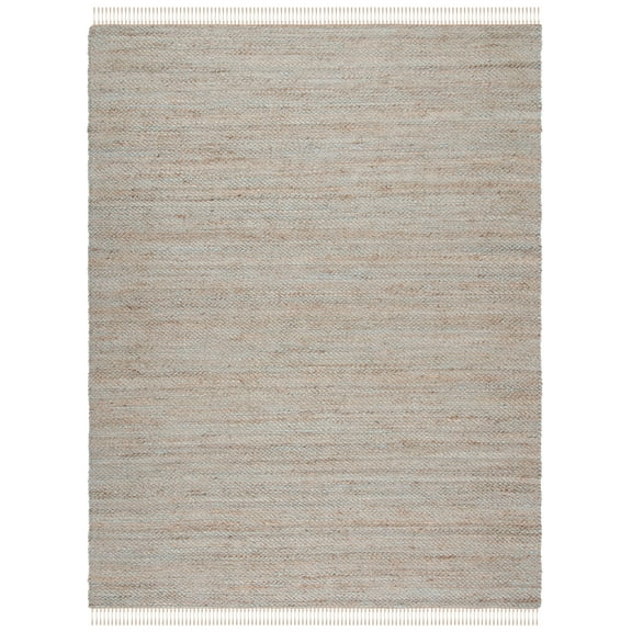 SAFAVIEH Natural Fiber Peronel Abstract Area Rug, Natural/Teal, 8' x 10'