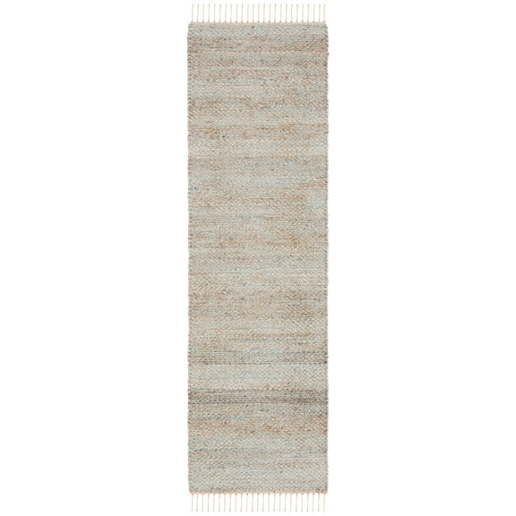 SAFAVIEH Natural Fiber Peronel Abstract Runner Rug, Natural/Teal, 2'3" x 8'