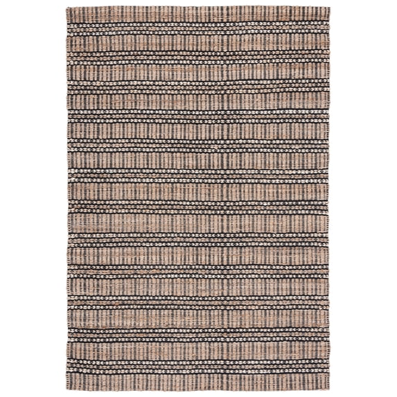 SAFAVIEH Natural Fiber Petra Striped Area Rug, Black/Natural, 8' x 10'