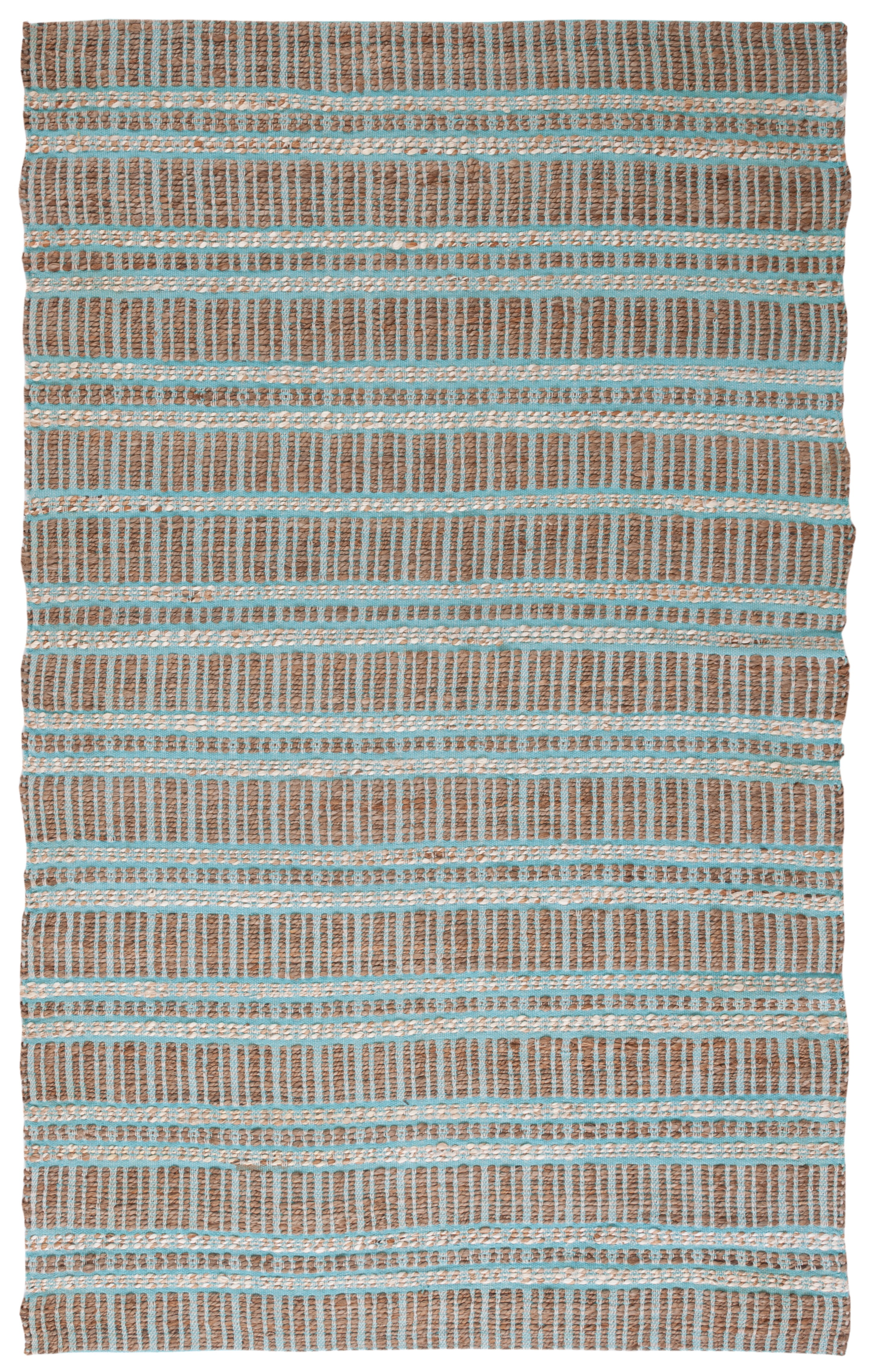 Teal and Natural Flat Woven Cotton Area Rug