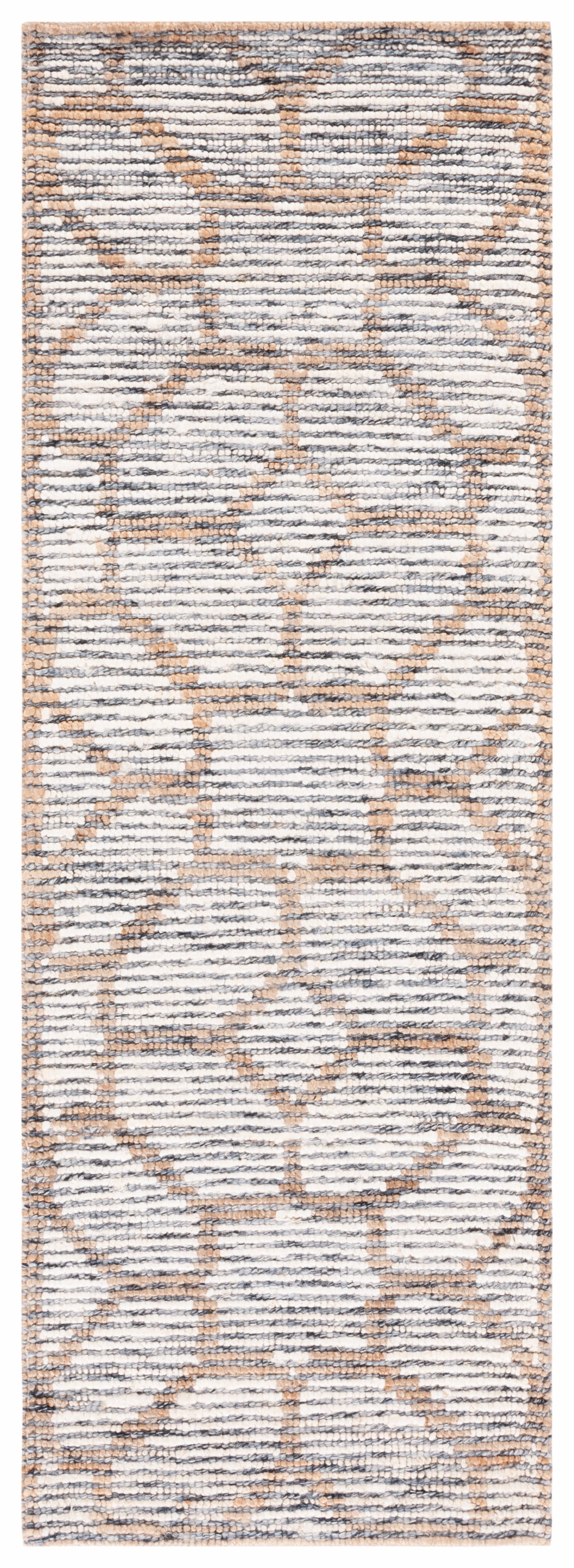 Beige and Ivory Hand-Knotted Wool Runner Rug, 2'3" x 7'