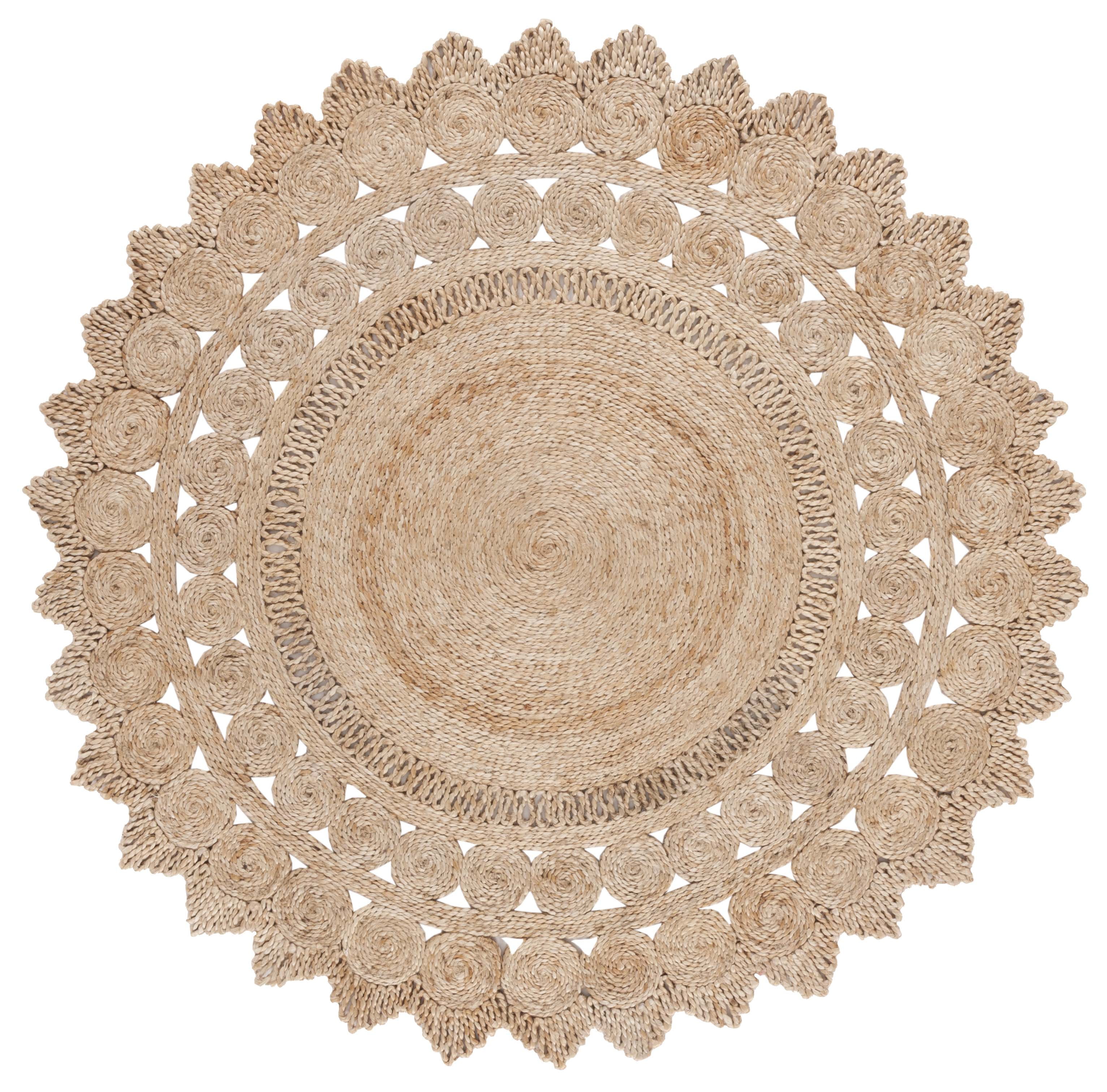 SAFAVIEH Natural Fiber Phyillis Geometric Area Rug, Natural, 5' x 5' Round
