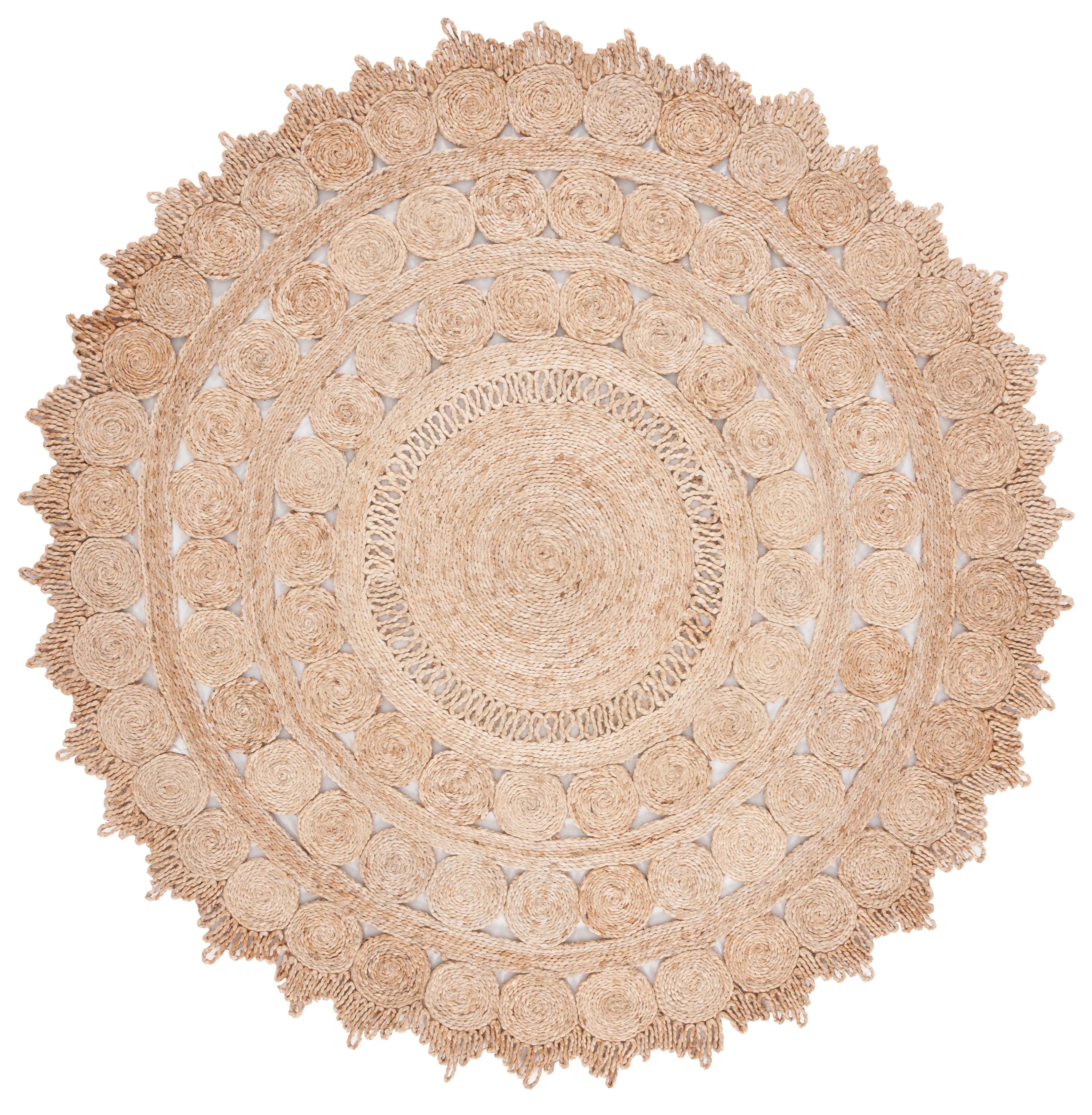 SAFAVIEH Natural Fiber Phyillis Geometric Area Rug, Natural, 6' x 6' Round