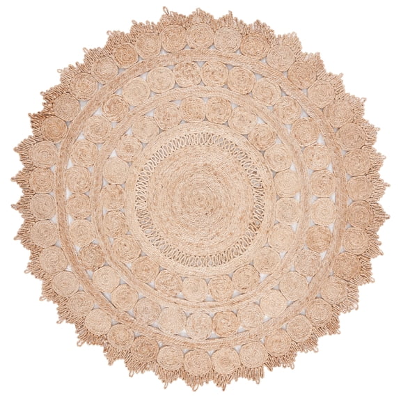 SAFAVIEH Natural Fiber Phyillis Geometric Area Rug, Natural, 6' x 6' Round