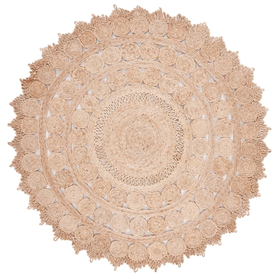 SAFAVIEH Natural Fiber Phyillis Geometric Area Rug, Natural, 6' x 6' Round