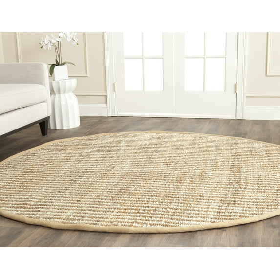 SAFAVIEH Natural Fiber Phyliss Braided Jute Area Rug, Natural/Ivory, 7' x 7' Round