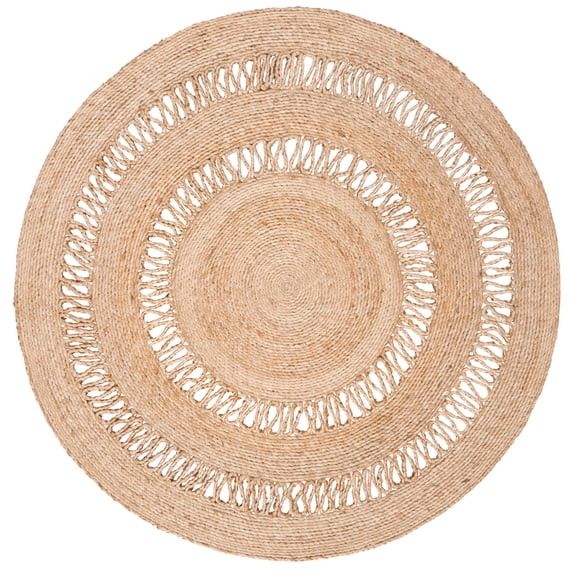 SAFAVIEH Natural Fiber Portmont Geometric Area Rug, Natural, 4' x 4' Round