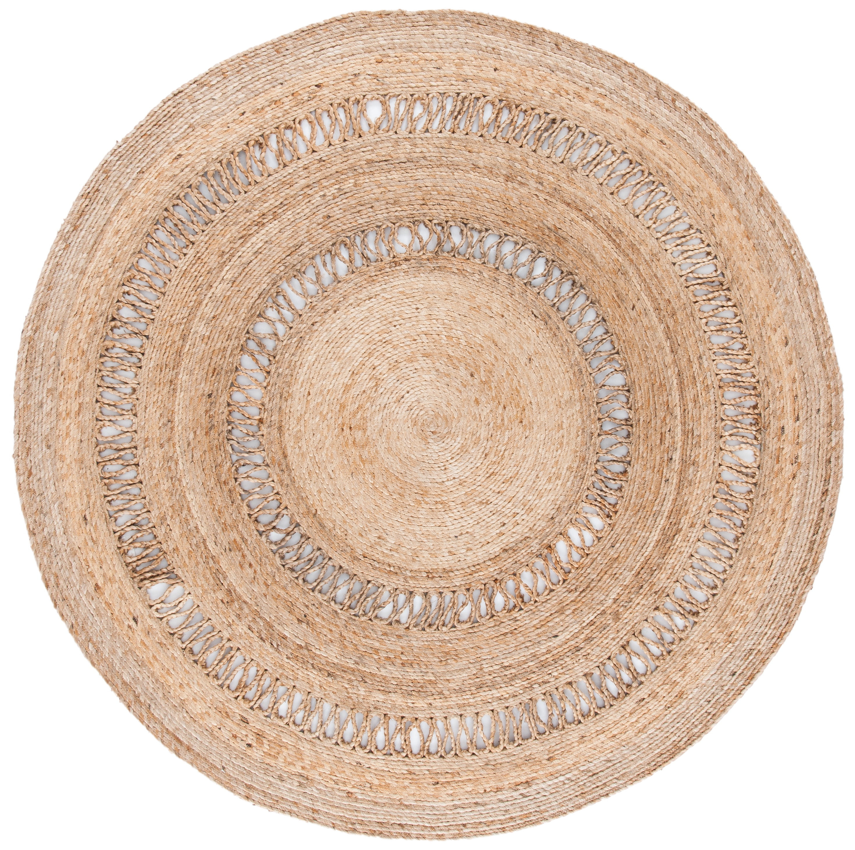 SAFAVIEH Natural Fiber Portmont Geometric Area Rug, Natural, 7' x 7' Round
