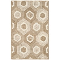 SAFAVIEH Natural Fiber Priscilla Geometric Braided Jute Area Rug, Grey/Ivory, 6' x 9'