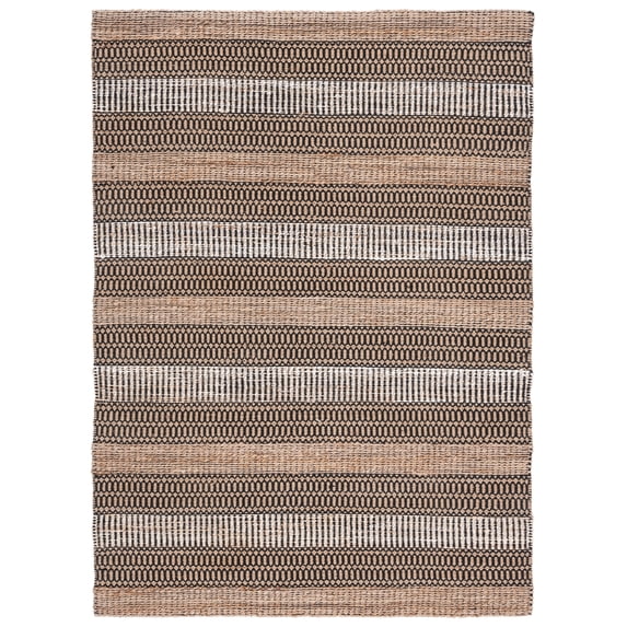 SAFAVIEH Natural Fiber Quincy Striped Area Rug, Black/Natural, 4' x 6'