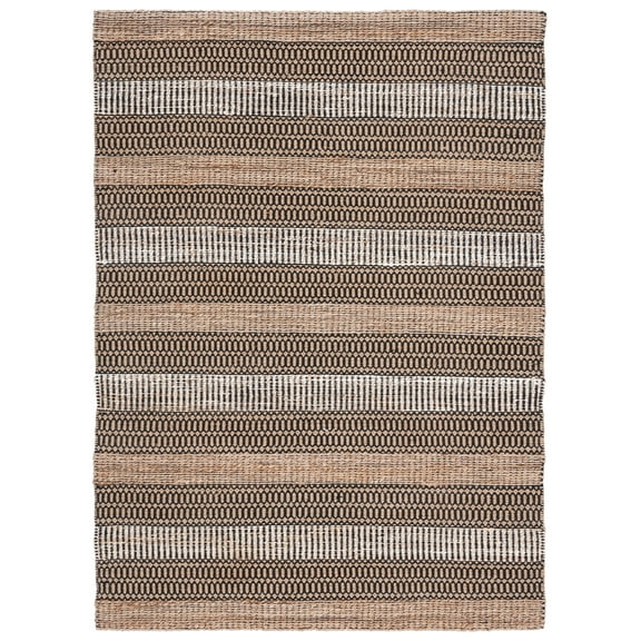 SAFAVIEH Natural Fiber Quincy Striped Area Rug, Black/Natural, 9' x 12'