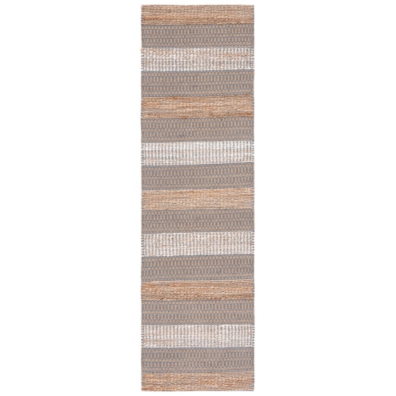 SAFAVIEH Natural Fiber Quincy Striped Runner Rug, Grey/Natural, 2'3" x 8'