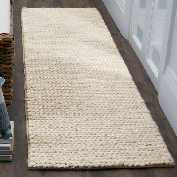 SAFAVIEH Natural Fiber Robbie Braided Jute Runner Rug, Ivory, 2'3" x 10'