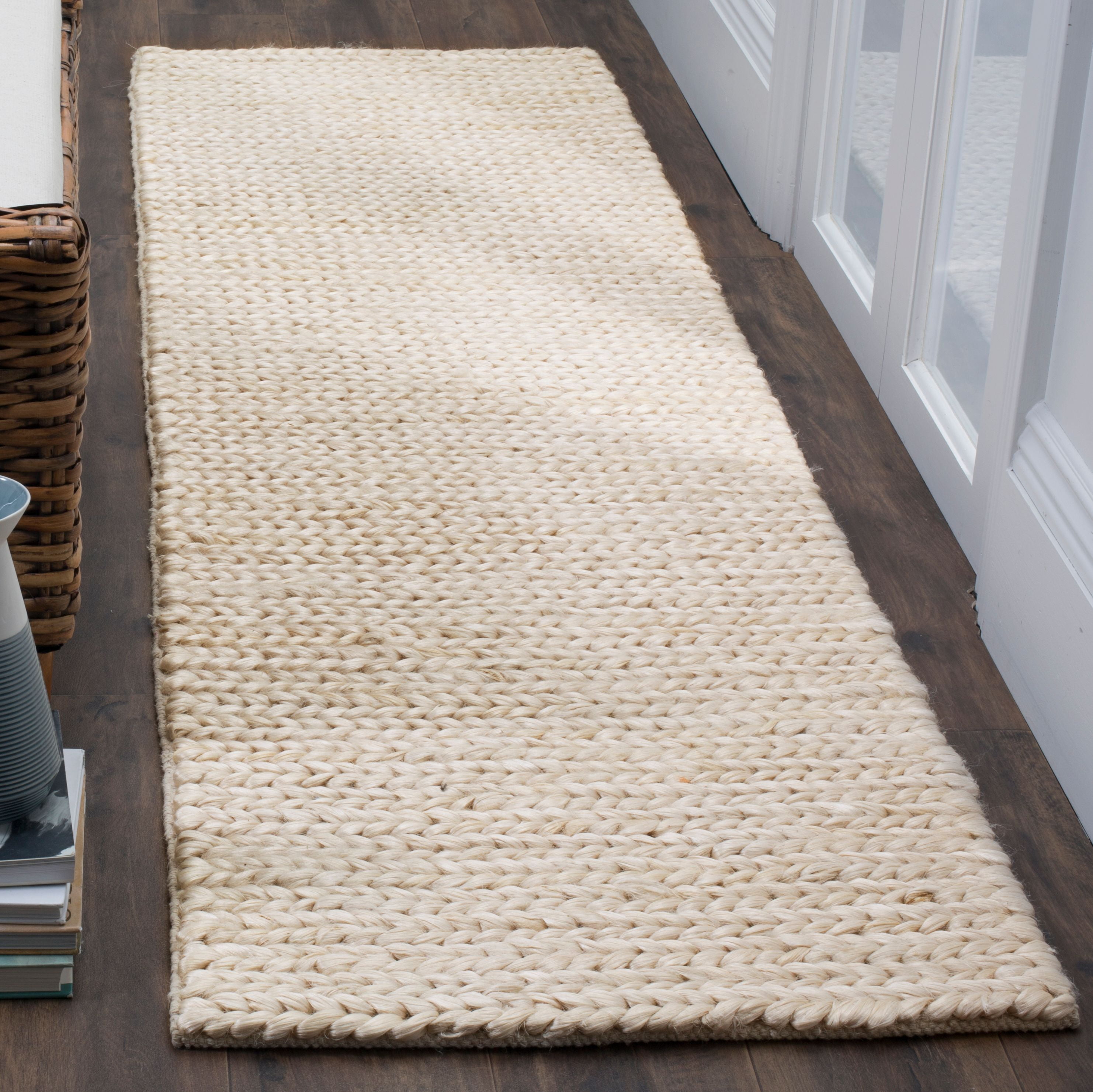 Ivory Coastal Casual Hand-Knotted Jute Runner Rug, 2'3" X 8'