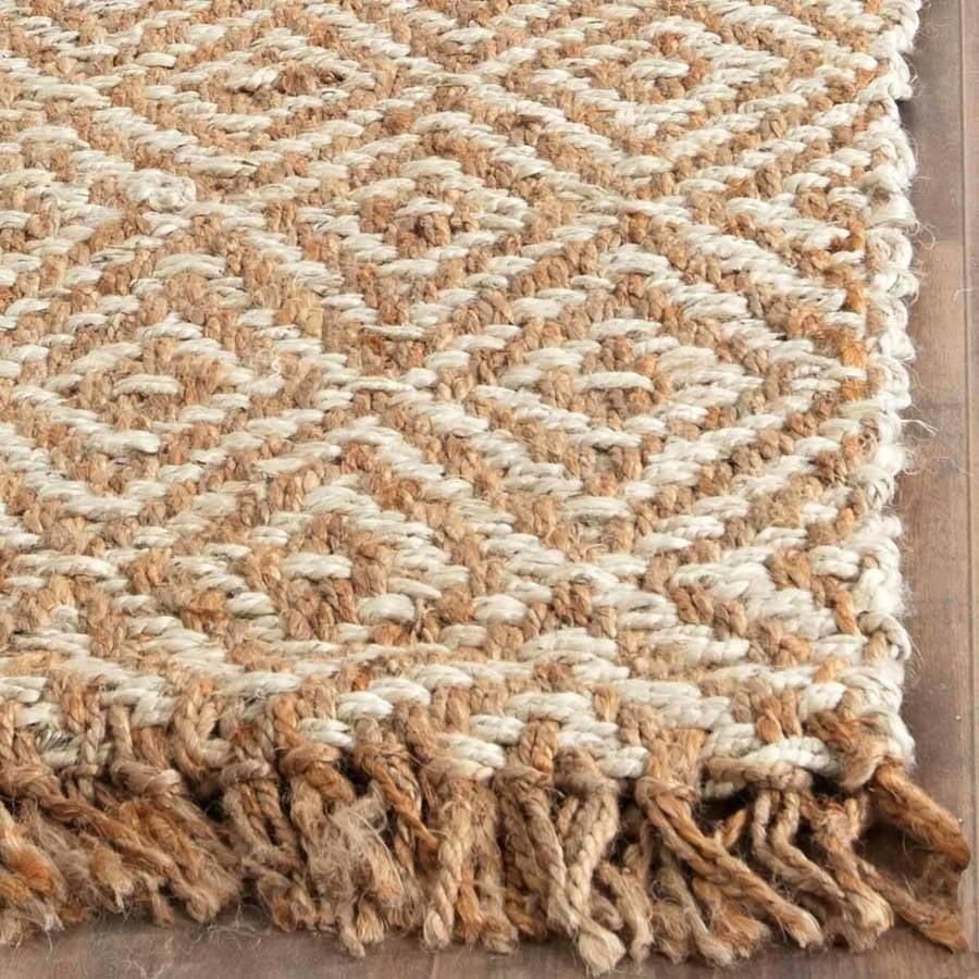 Ivory and Natural Braided Jute Area Rug 2'6" x 4'