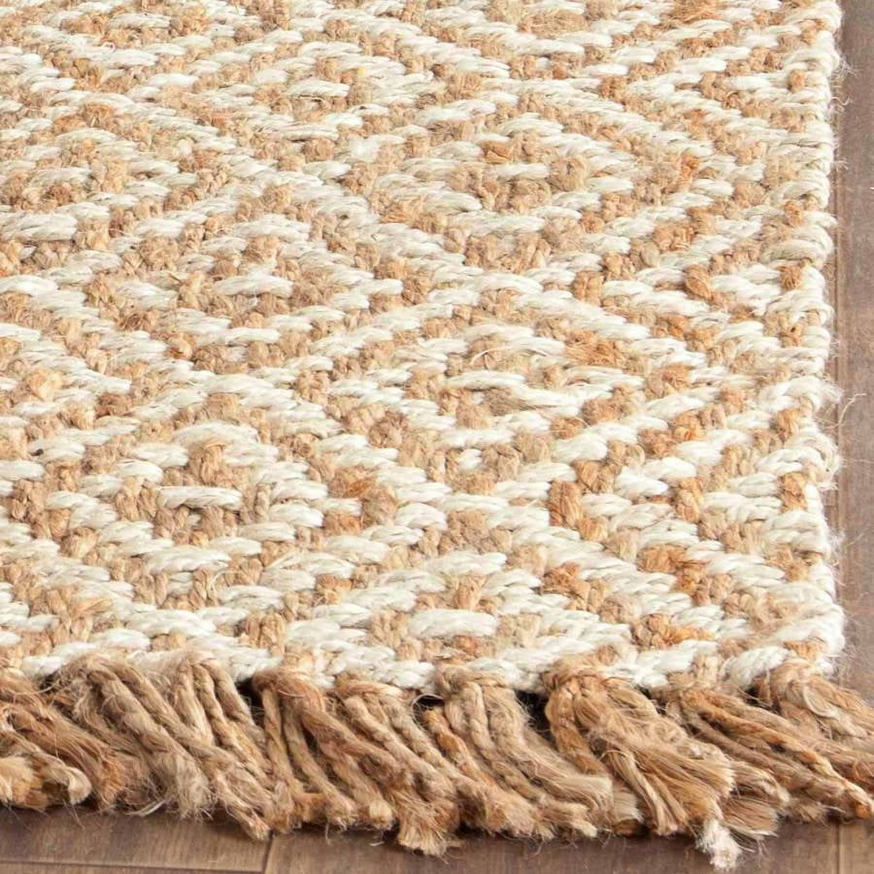 Hand-Knotted Ivory Jute 3x5 Rectangular Area Rug