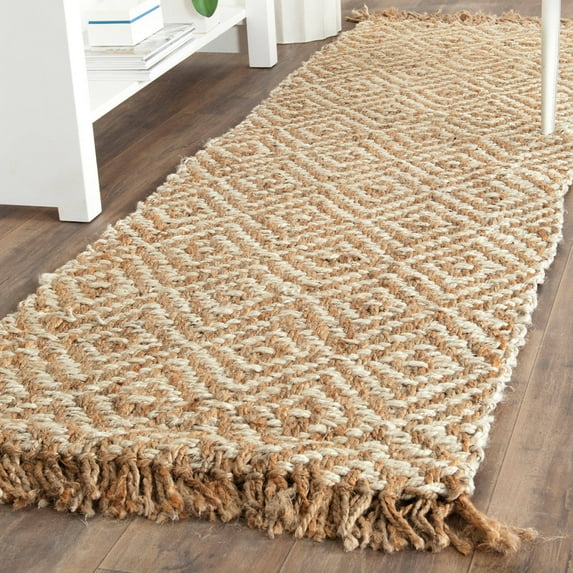 SAFAVIEH Natural Fiber Roland Braided Jute Runner Rug, Natural/Ivory, 2'6" x 14'