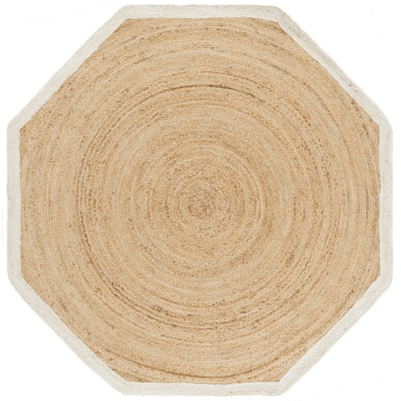 SAFAVIEH Natural Fiber Rosabel Solid Area Rug, Natural/Bleach, 3' x 3' Scalloped