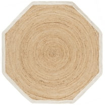 SAFAVIEH Natural Fiber Rosabel Solid Area Rug, Natural/Bleach, 5' x 5' Scalloped