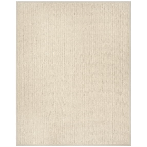 SAFAVIEH Natural Fiber Rosheen Bordered Runner Rug, Light Grey, 2' x 12'