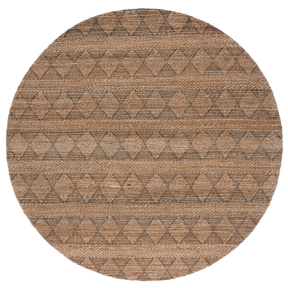 SAFAVIEH Natural Fiber Rozanne Geometric Area Rug, Natural/Black, 6' x 6' Round
