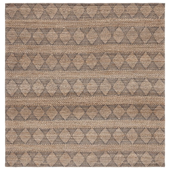 SAFAVIEH Natural Fiber Rozanne Geometric Area Rug, Natural/Black, 6' x 6' Square