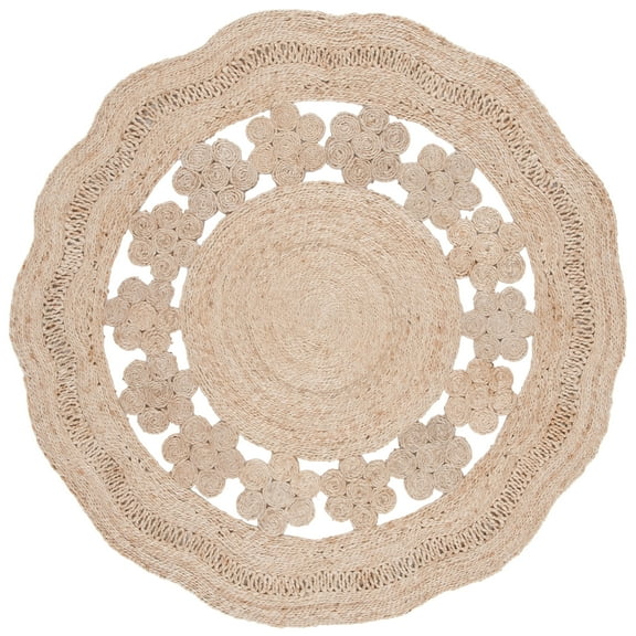 SAFAVIEH Natural Fiber Rubye Geometric Area Rug, Natural, 5' x 5' Round