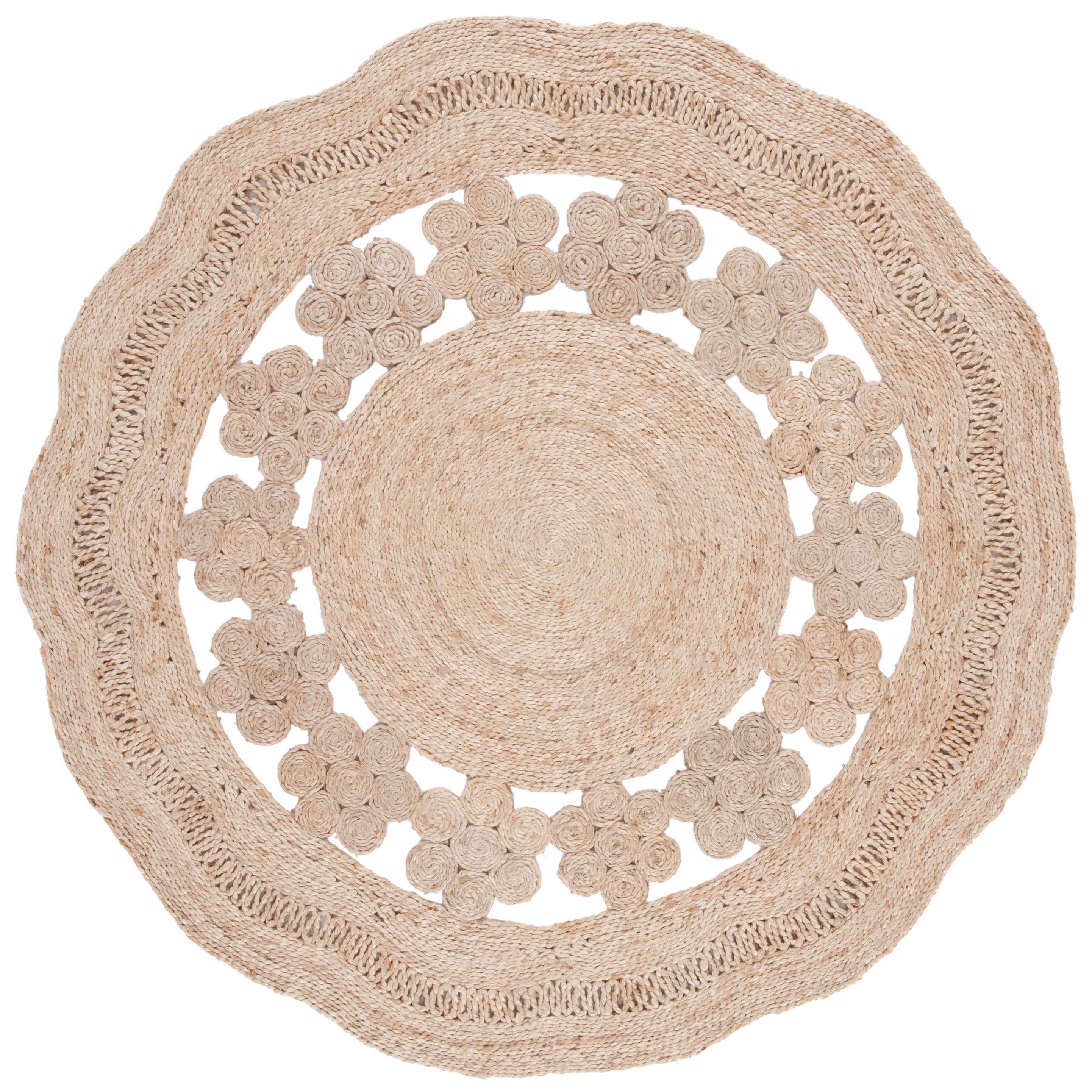 SAFAVIEH Natural Fiber Rubye Geometric Area Rug, Natural, 6' x 6' Round