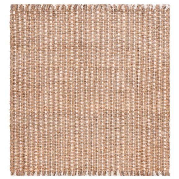 SAFAVIEH Natural Fiber Salome Striped Area Rug, Natural/Bleach, 6' x 6' Square