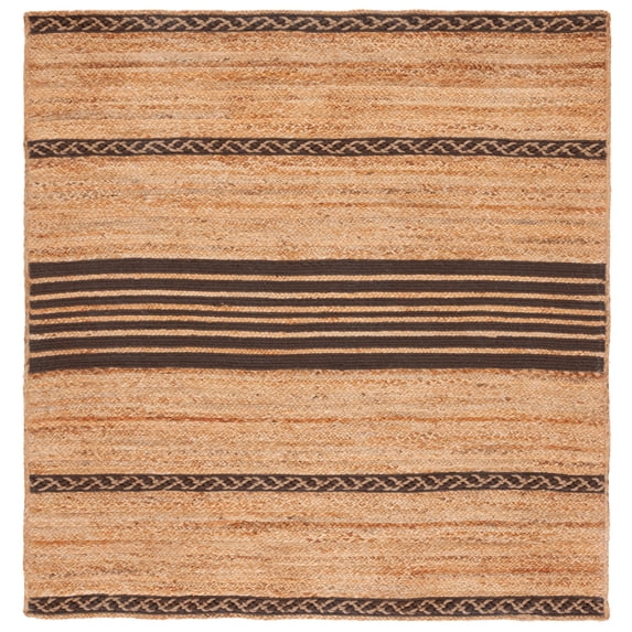 SAFAVIEH Natural Fiber Seanna Striped Area Rug, Natural/Brown, 6' x 6' Square