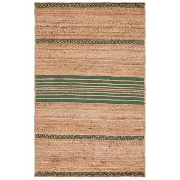SAFAVIEH Natural Fiber Seanna Striped Area Rug, Natural/Green, 6' x 9'