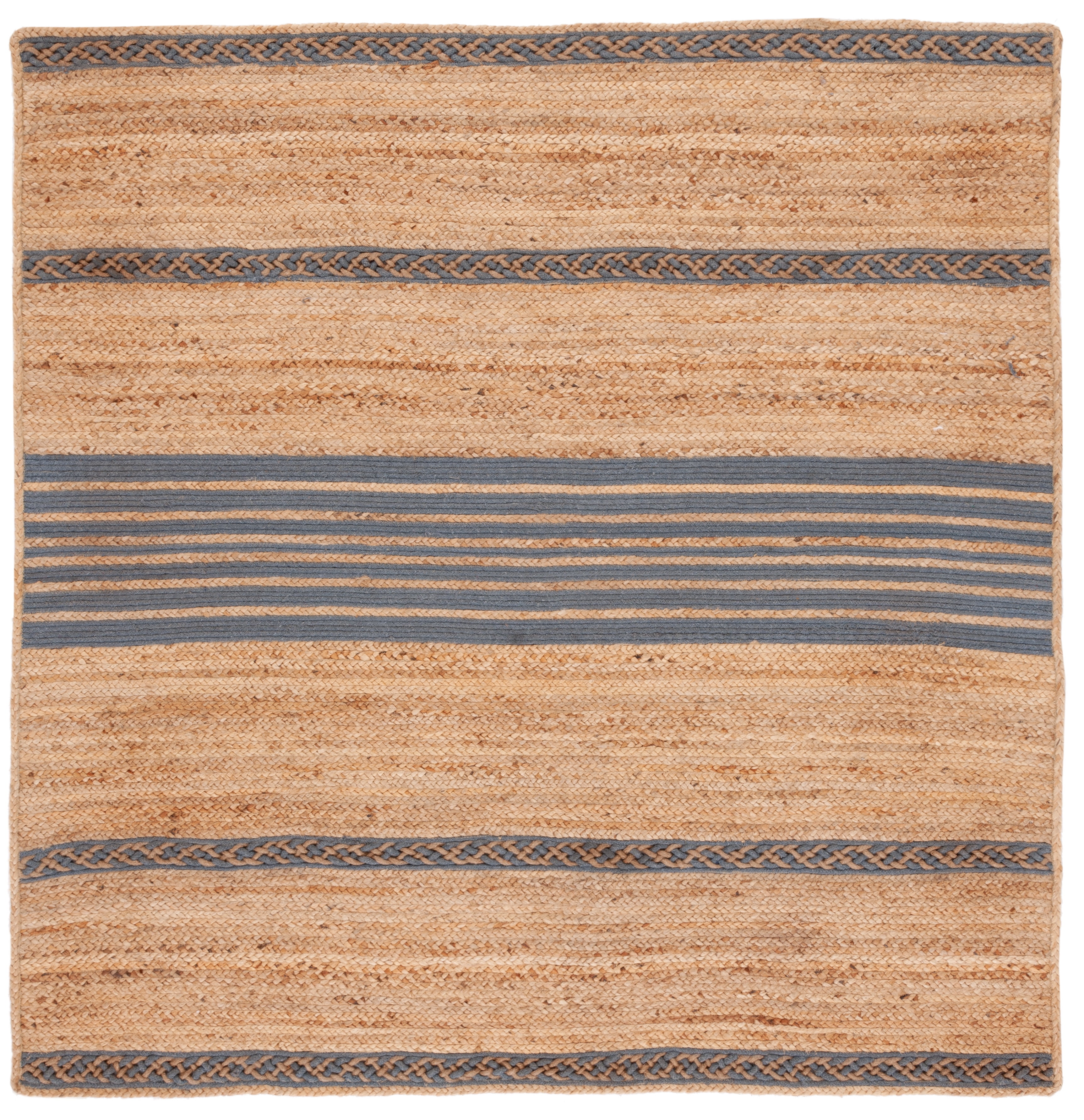 Hand-Knotted Artisan Gray Square Jute Area Rug - 6'x6'