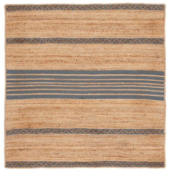 SAFAVIEH Natural Fiber Seanna Striped Area Rug, Natural/Grey, 6' x 6' Square