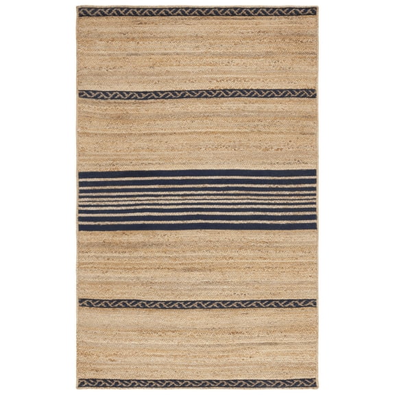 SAFAVIEH Natural Fiber Seanna Striped Area Rug, Natural/Navy, 5' x 8'