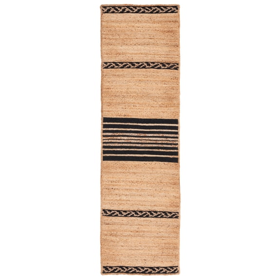 SAFAVIEH Natural Fiber Seanna Striped Runner Rug, Natural/Black, 2'3" x 8'