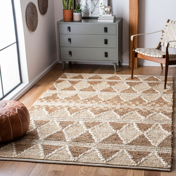 SAFAVIEH Natural Fiber Serenity Geometric Jute Area Rug, Brown/Beige, 4' x 6'