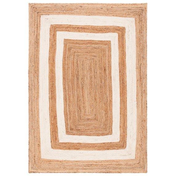 SAFAVIEH Natural Fiber Shannon Bordered Area Rug, Ivory/Natural, 5' x 8'