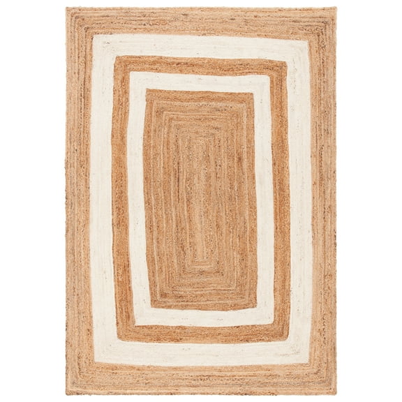 SAFAVIEH Natural Fiber Shannon Bordered Area Rug, Ivory/Natural, 8' x 10'