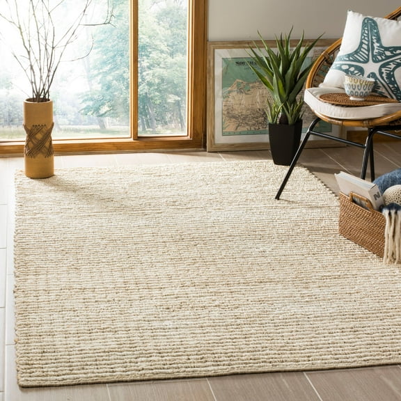 SAFAVIEH Natural Fiber Sheryll Solid Braided Jute Area Rug, Ivory, 8' x 10'