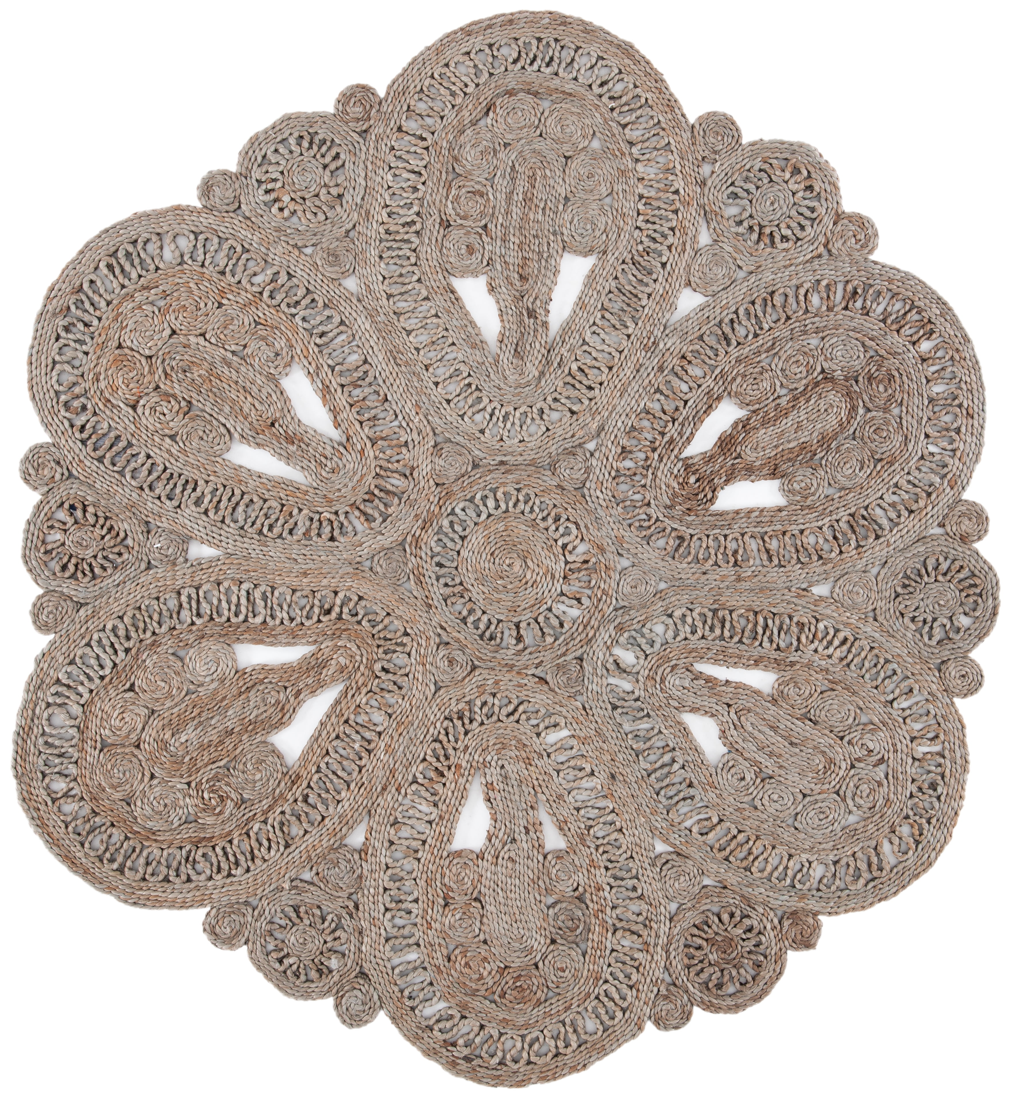 SAFAVIEH Natural Fiber Stamen Solid Area Rug, Grey, 7' x 7' Round
