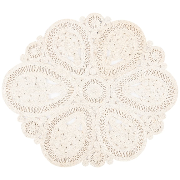 SAFAVIEH Natural Fiber Stamen Solid Area Rug, Ivory, 6' x 6' Round