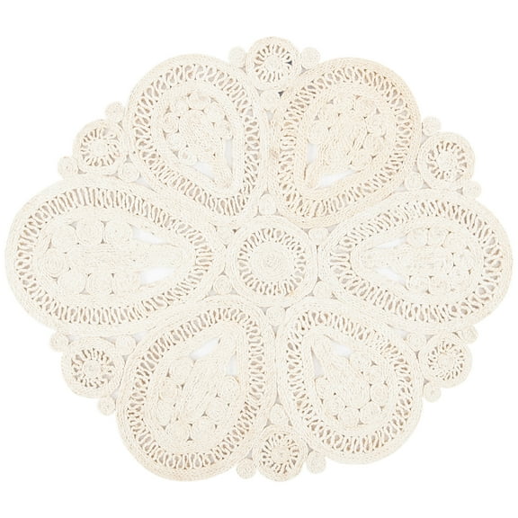 SAFAVIEH Natural Fiber Stamen Solid Area Rug, Ivory, 7' x 7' Round