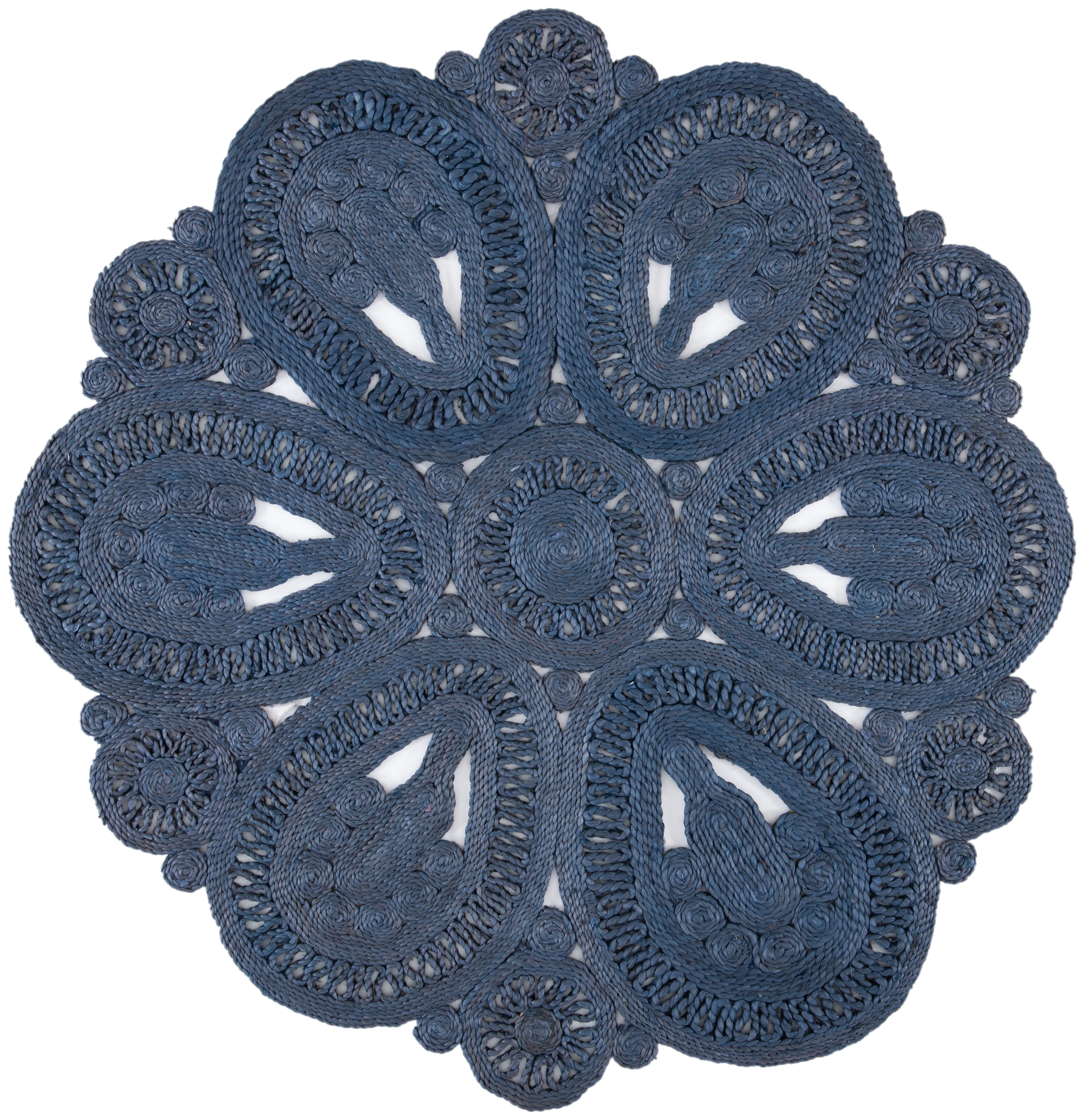 SAFAVIEH Natural Fiber Stamen Solid Area Rug, Navy, 5' x 5' Round